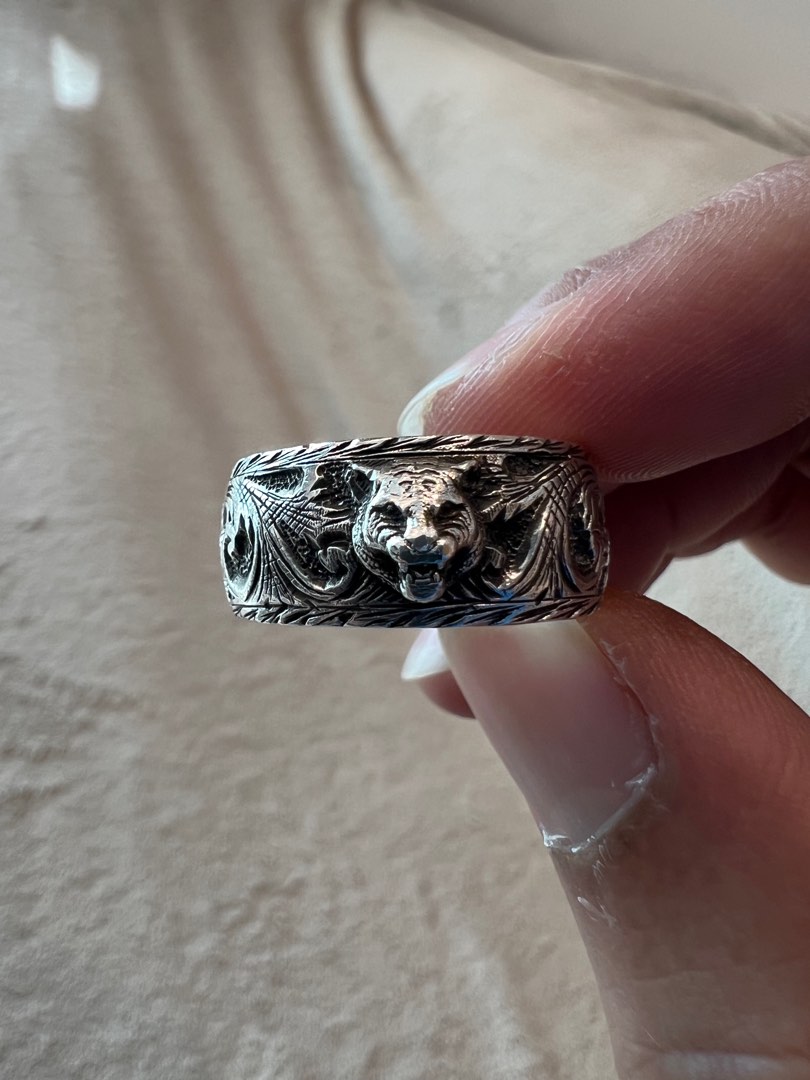 Gucci tiger feline head ring sterling silver gucci garden Women s