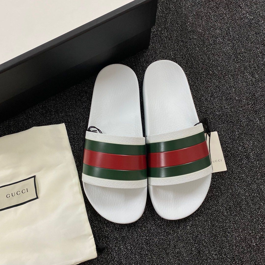 Gucci silver slides top