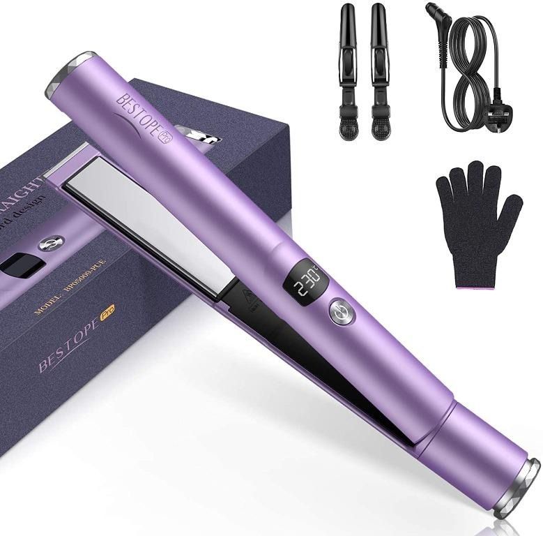 Hair Straightener BESTOPE Hair Straighteners for Women 2 IN 1 Flat Iron Curling Tongs Ceramic Plates Straightener with LCD Digital Display Auto