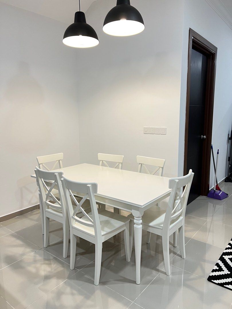 Ikea Dining Table Set Ingatorp Ingolf Extendable, Furniture & Home Living, Furniture, Tables ...
