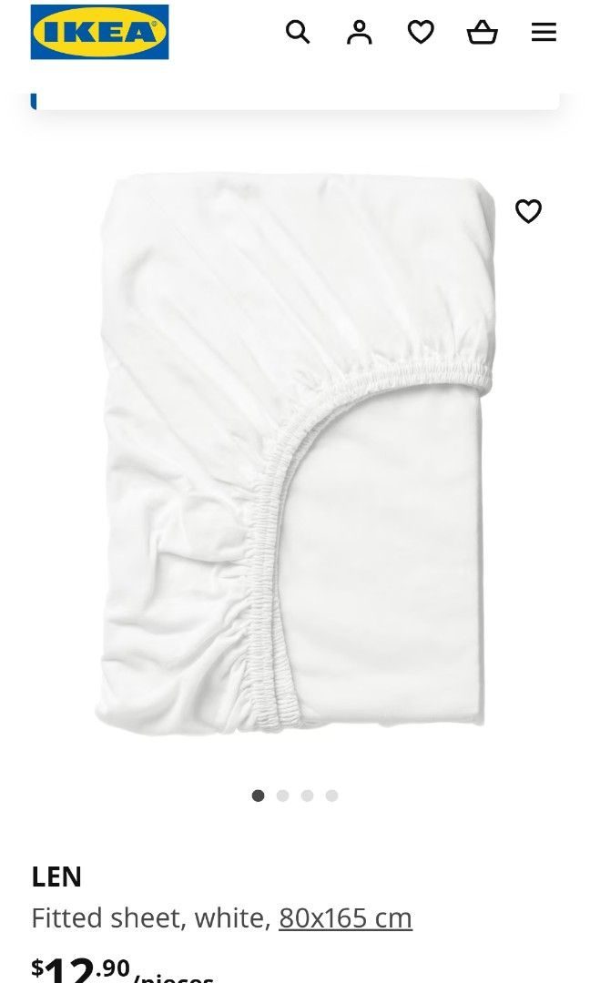 IKEA Fitted sheet LEN for extendable bed 80x165 cm, Furniture & Home