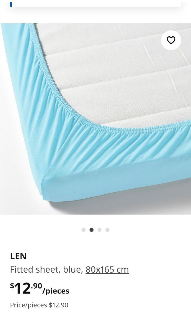 IKEA Fitted sheet LEN for extendable bed 80x165 cm, Furniture & Home
