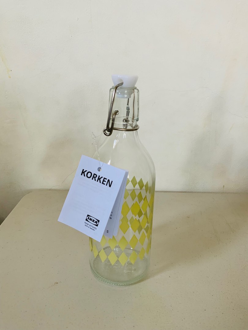 IKEA KORKEN SWING TOP GLASS BOTTLE 0.5L, Furniture & Home Living
