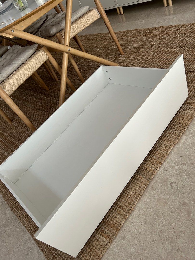 Ikea White Malm bed storage box for high bed frame, Furniture & Home
