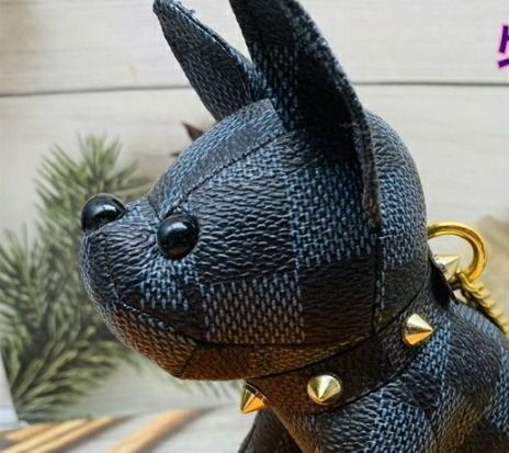 Lv French Bulldog Pu Leather Keychain/ Bag Charm