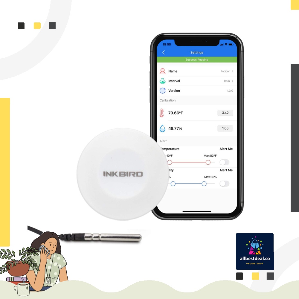 Inkbird Wireless Thermometer Hygrometer Smart Sensor Data Logger with  Waterproof External Probe Magnet for Food Storage Brewing Reptile  Instrument