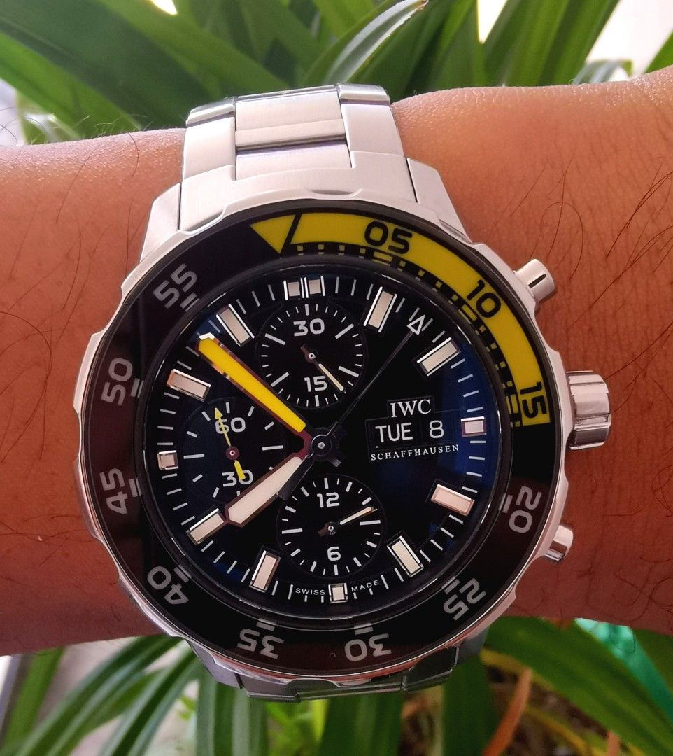 IWC Aquatimer 45MM Automatic Chronograph Ceramic Bezel Complete 💯%Authentic (Category: Luxury Watches) located in Mandaluyong City. Submitted by nwatch.ph (Listing ID 1257349465, Image 2). Description: Very Good Condition Size 45MM Rating 9/10 Ceramic Bezel Automatic Chronograph Day Date Display Rotating Bezel Sapphire Crystal Swiss Made 💯%Authentic or Money Back Thanks Admin🙏🙏🙏❤️❤️❤️.