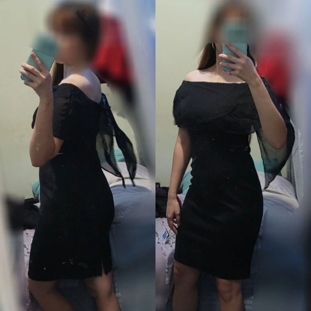 Karimadon Black off shoulder bodycon formal dress