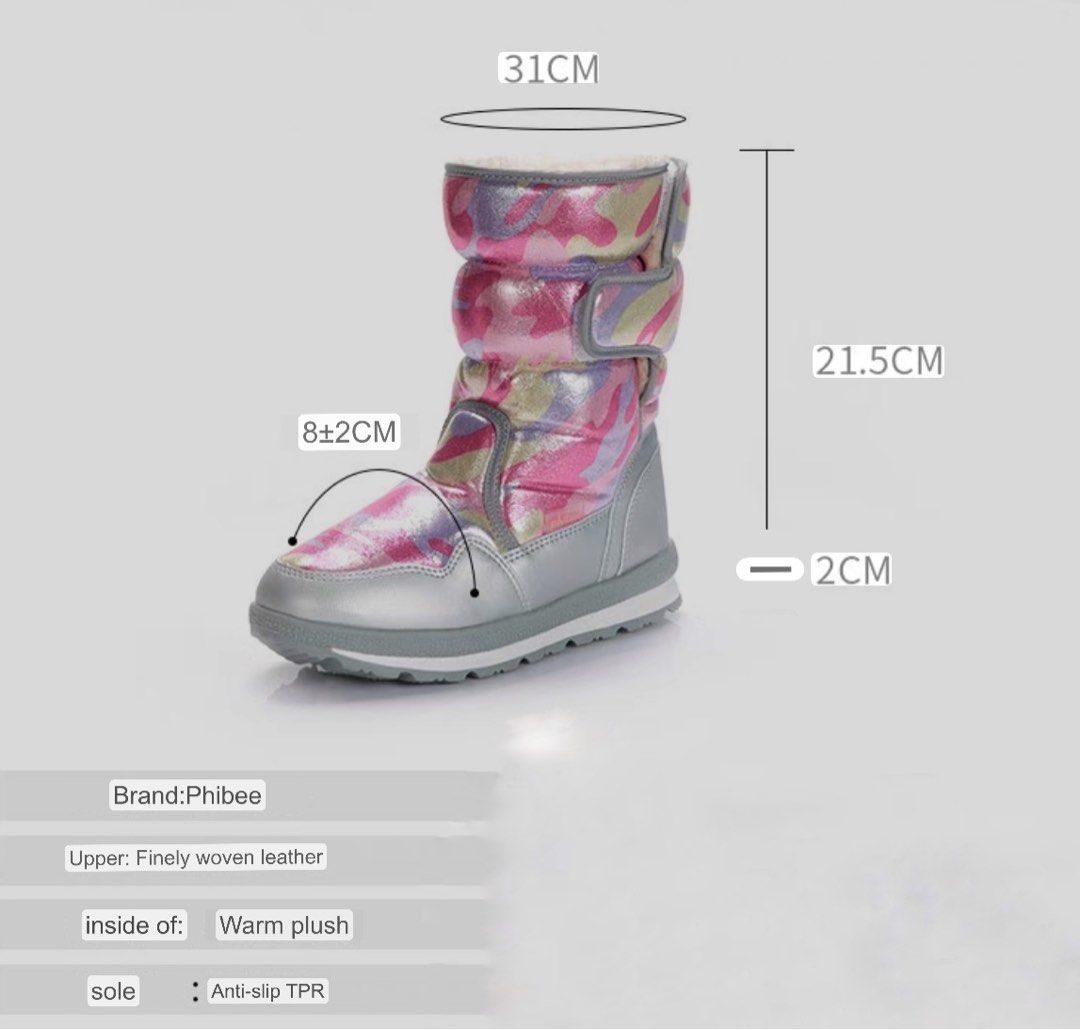 Kids Winter Boots size 37(24cm) -suitable size 34-35 (21-22cm), Babies u0026  Kids, Babies u0026 Kids Fashion on Carousell
