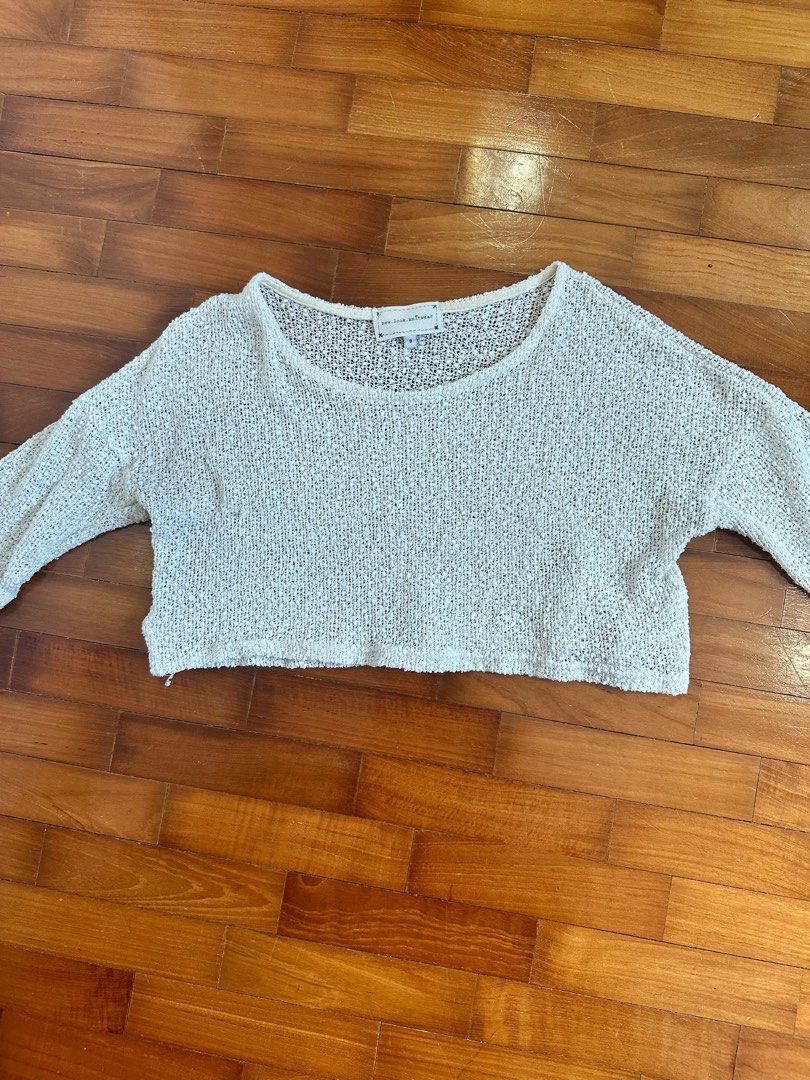 White cropped outlet knitted jumper