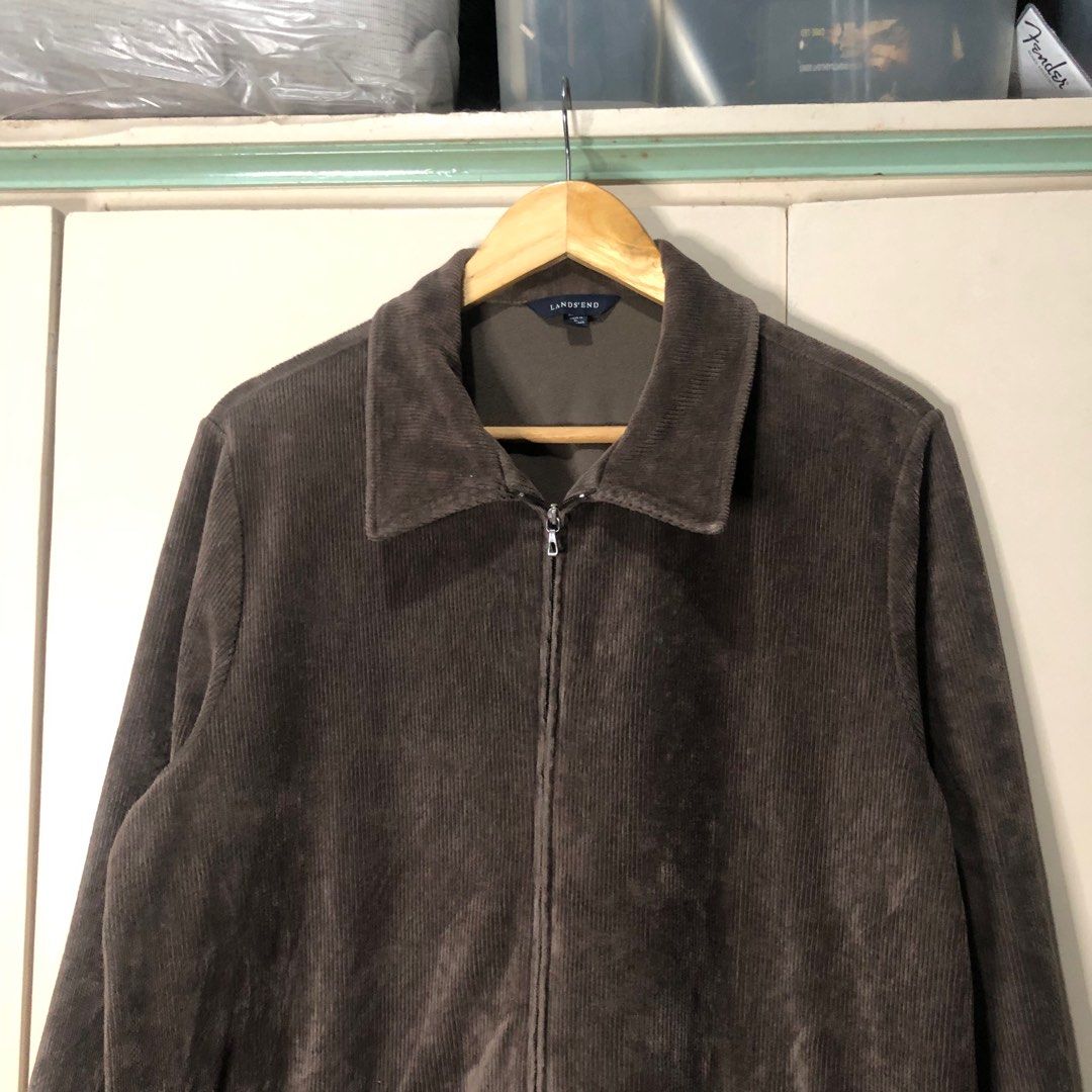 Lands End zipped up brown corduroy jacket