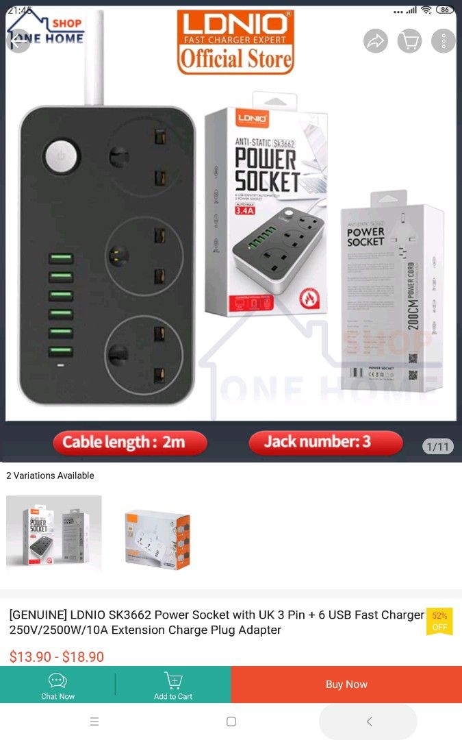 Ldnio power cord extension, TV & Home Appliances, Electrical, Adaptors & Sockets on Carousell