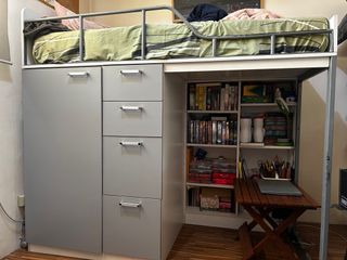 Loft bed with cabinet