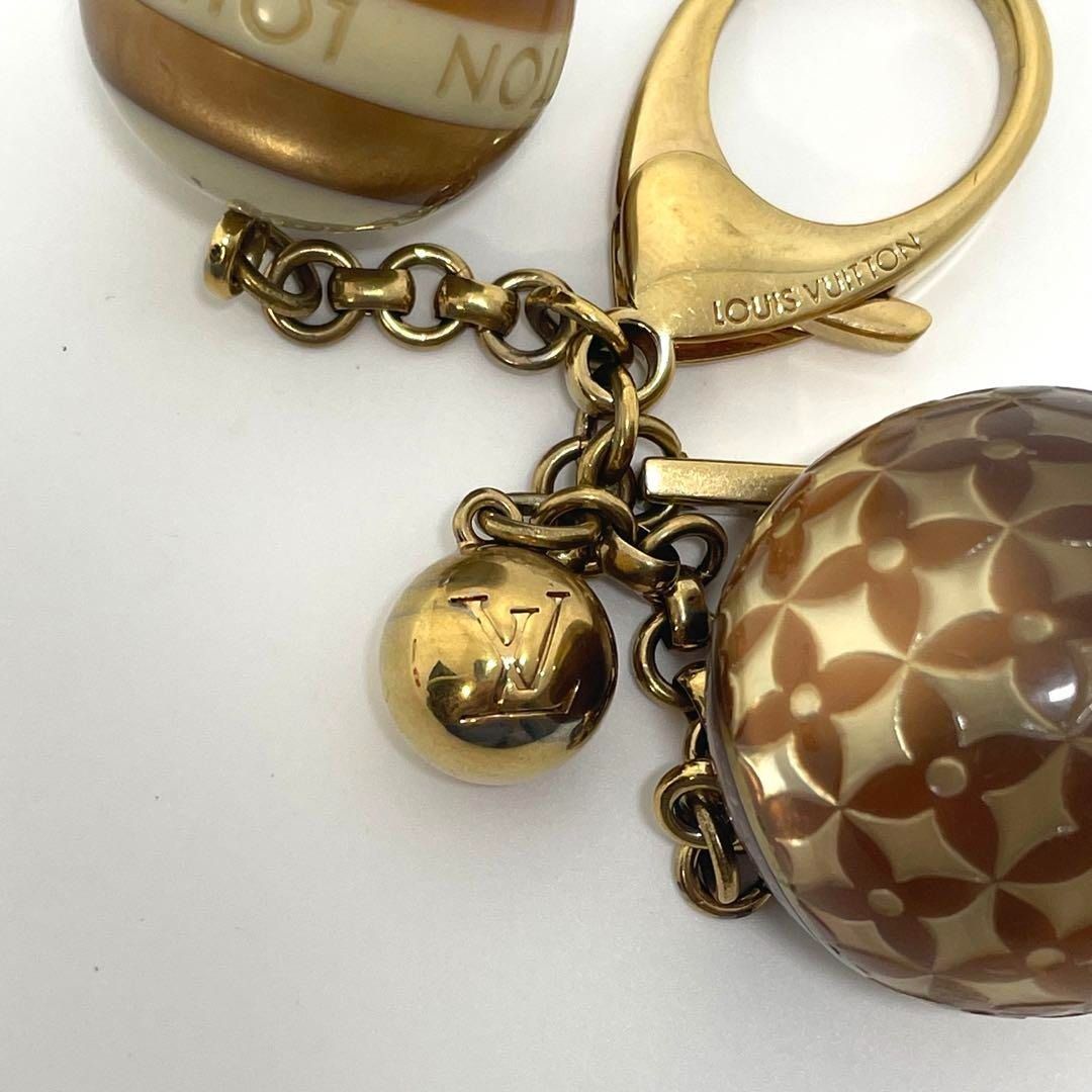 LOUIS VUITTON Bijoux Sac Mini Lin Croisette Charm Key Ring Gold x