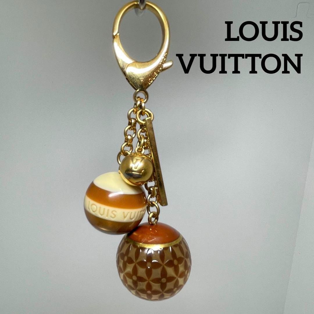LOUIS VUITTON Bijoux Sac Mini Lin Croisette Charm Key Ring Gold x