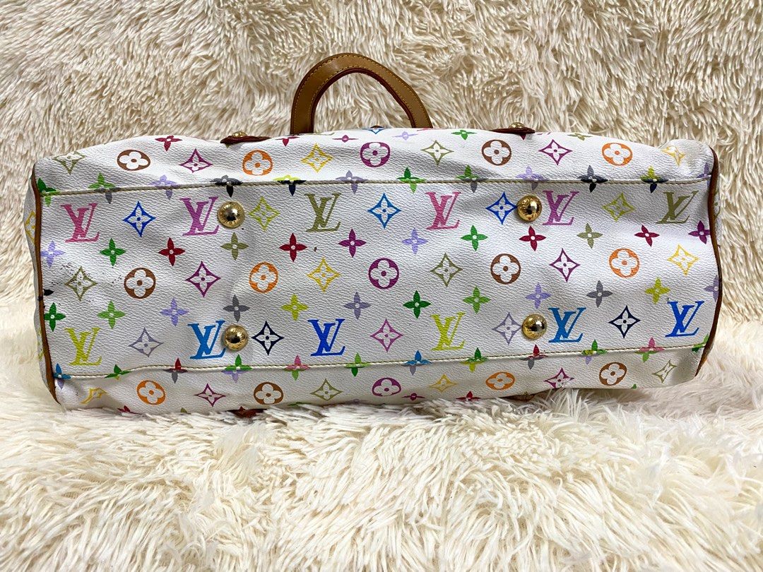 LOUIS VUITTON White Monogram Multicolore Aurelia MM Tote Bag 100% Auth