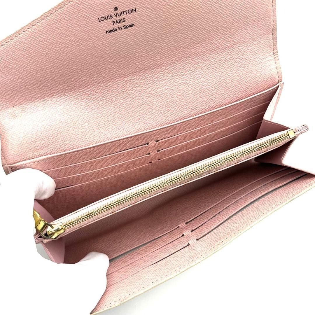 Louis Vuitton Lv Ghw Sarah Wallet Damier Azur Pink Beige