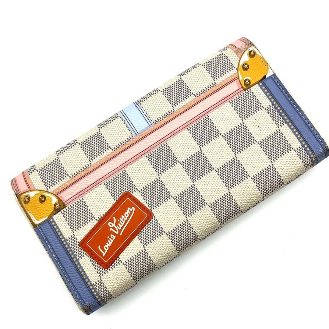 Louis Vuitton Damier Azur Portefeuille Sarah Summer Trunks Wallet White  Auth