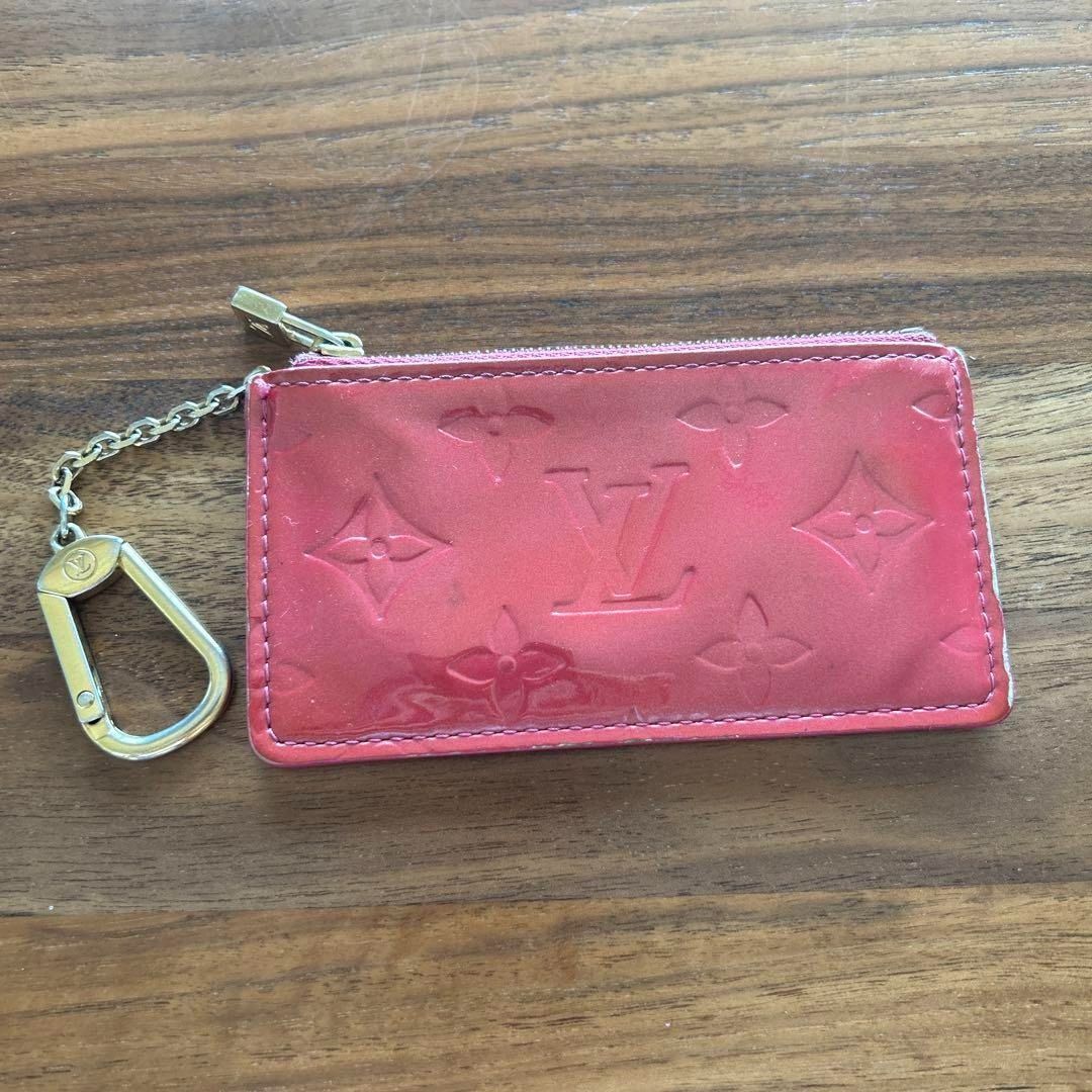 Authentic Louis Vuitton LV Vernis Leather Key Cles Pouch Pink Card Holder  Wallet