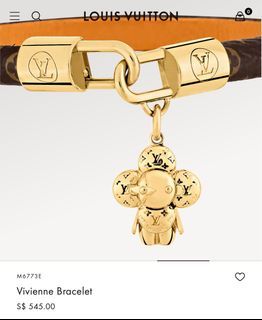 Genuine Louis Vuitton ~ Blooming Supple Gold Tone Logo Charm Bracelet ~  7.5in