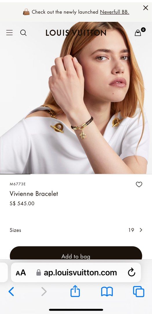 Louis Vuitton M6773E LV Vivienne bracelet in Monogram canvas