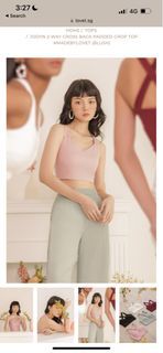 Lovet Jodyn 2-way Cross Back Padded Crop Top (Blush) (Pink)