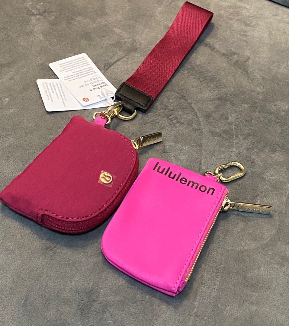 lululemon athletica, Bags, Lululemon Athletica Dual Pouch Wristlet Sonic Pink  Wallet Keychain