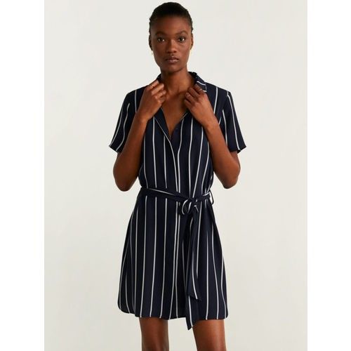 mango striped wrap shirt dress Striped shirt dress with scarf - Women
