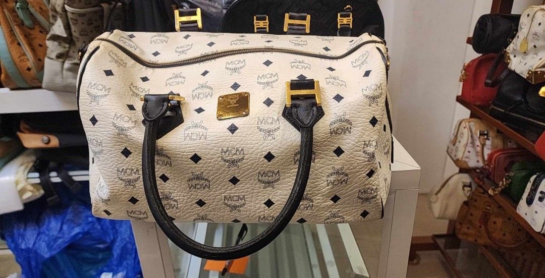 MCM Boston/Doctor's Bag in Visetos PRELOVED, Luxury, Bags & Wallets on  Carousell