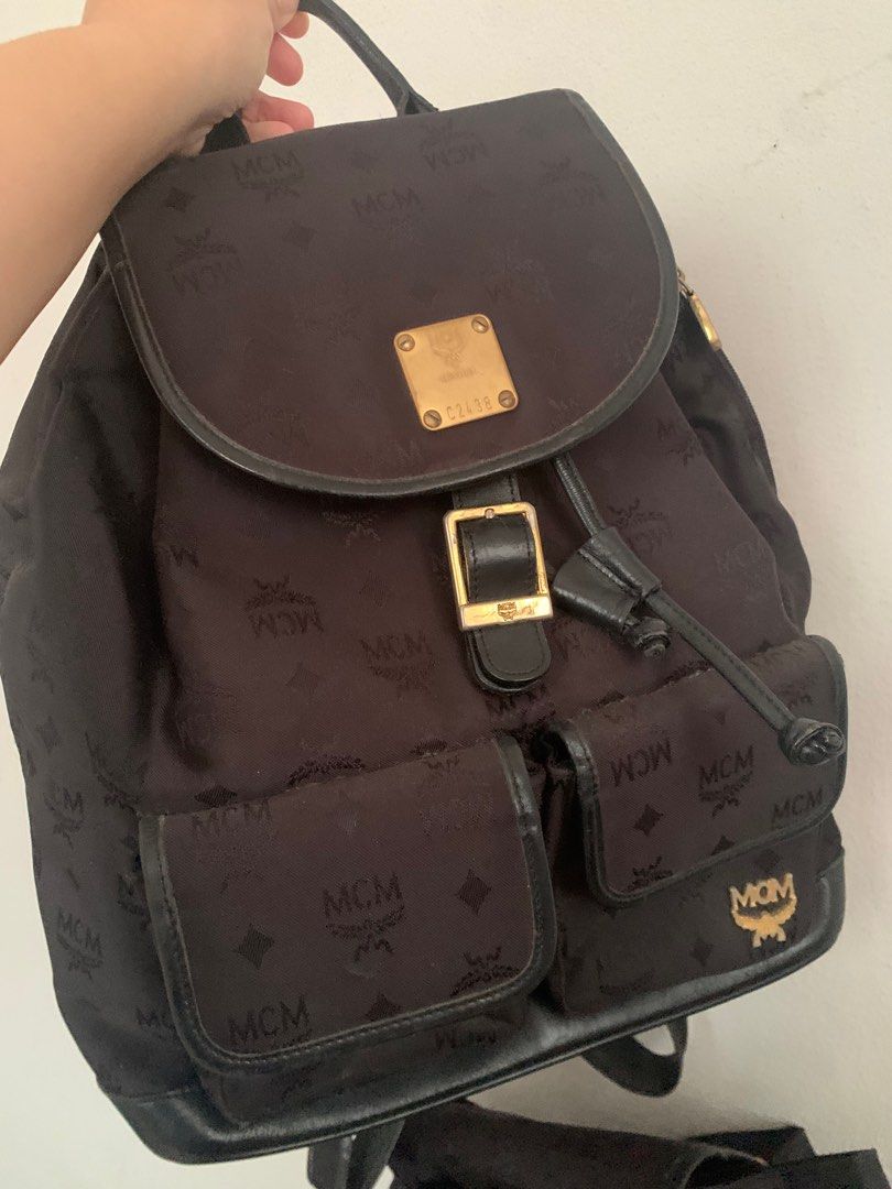 Mcm backpack best sale nylon black