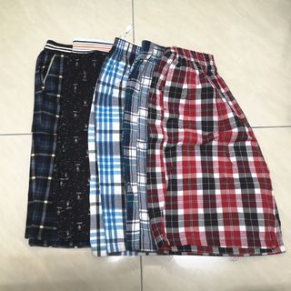 (Men) Shorts Pants Red Green Blue Striped Man Pockets Casual Wear Plain Plaid Checkered Stretchable Pull On