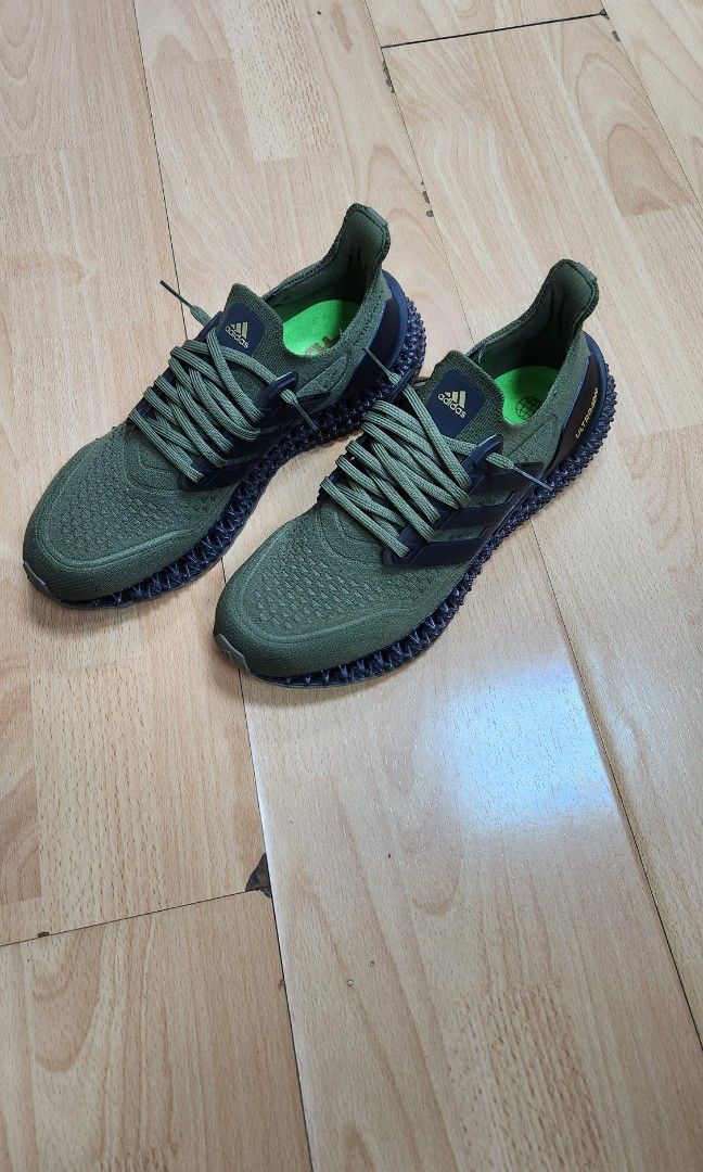 MENS US 9 ADIDAS ULTRA 4DFWD RUNNING SHOES. COLOUR OLIVE GREEN BLACK. Carousell