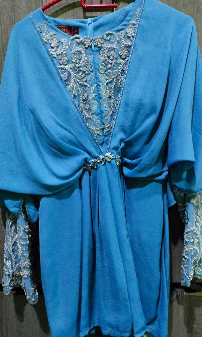 Minaz Olivia Mini Kurung Pastel Blue, Women's Fashion, Muslimah Fashion