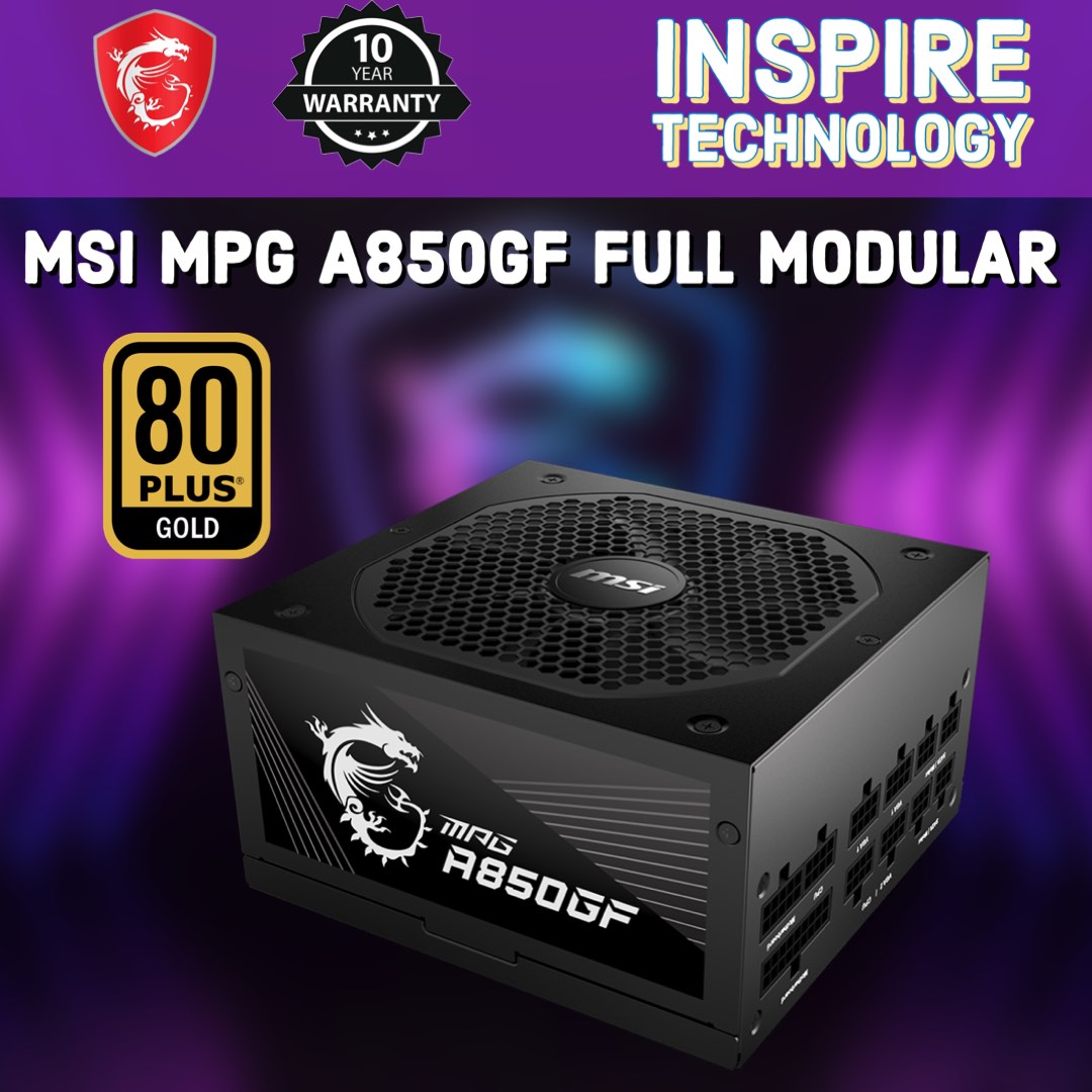 MSI MPG A850GF 850W 80 Plus Gold Full Modular PSU - MPG A850GF