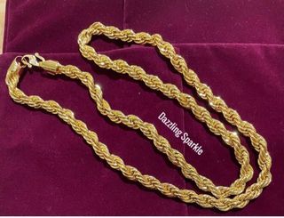Necklace JUMBO chop 916 / MEN BOSS / 100% Bangkok premium 999.9/916 Gold plated Long Solid Rope Necklace With engraved Chop 916 (Width 8mm/ length 70cm/ weight 106gm)( LONG LASTING Quality)