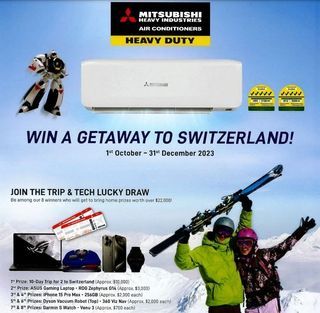 Aircon Big Promotion!! New Cheap Mitsubishi Heavy Industry Aircon R32 Inverter 5 ticks Lucky Draw