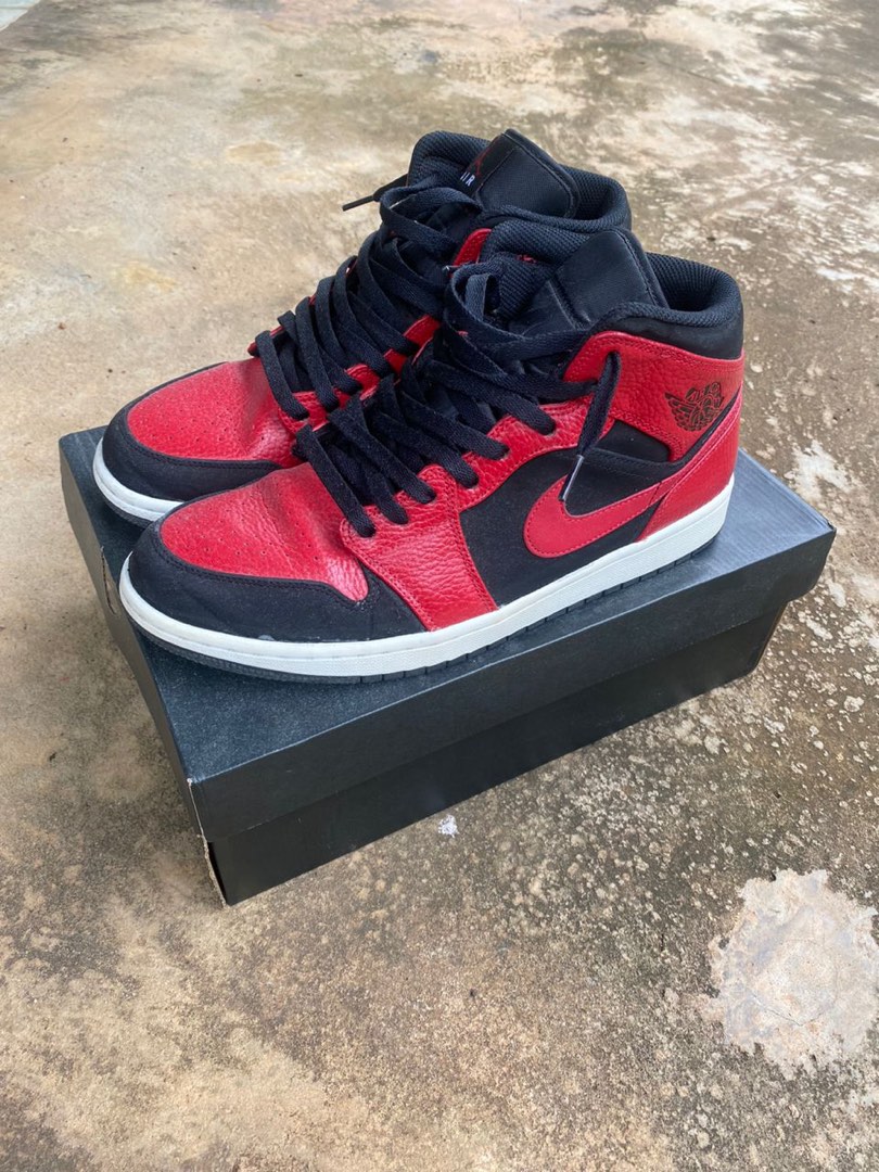 Nike Air Jordan Mid Red/Black, Men's Fashion, Footwear, Sneakers on