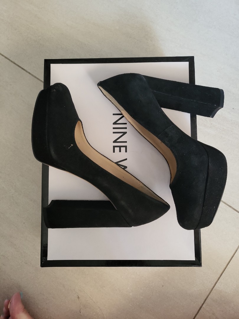 Nine west black suade heels, Women's Fashion, Footwear, Heels on Carousell