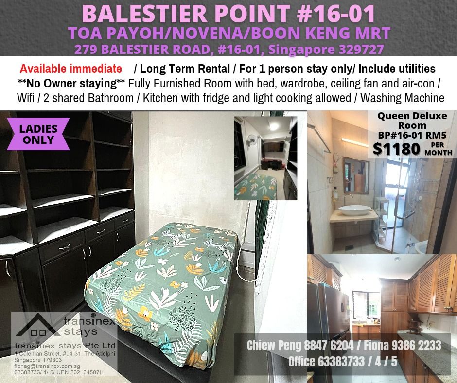 Novena / Boon Keng / Farrer Park / Balestier Point * For ladies tenant