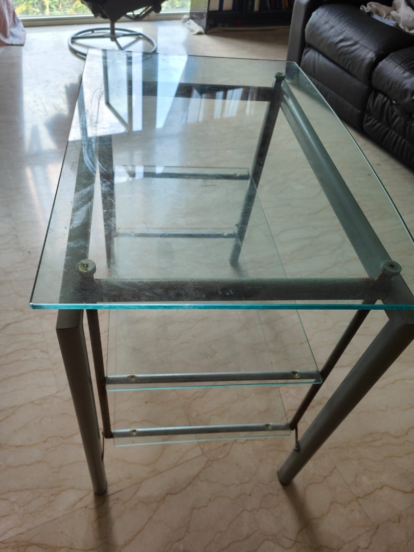 Glass top Office desk. TV STAND Fashionable. Solid. Multiple usages