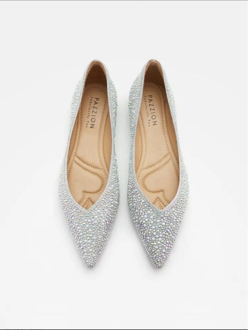 Pazzion Blaire Pearl Diamante Embellished Point Toe Flats Wedding