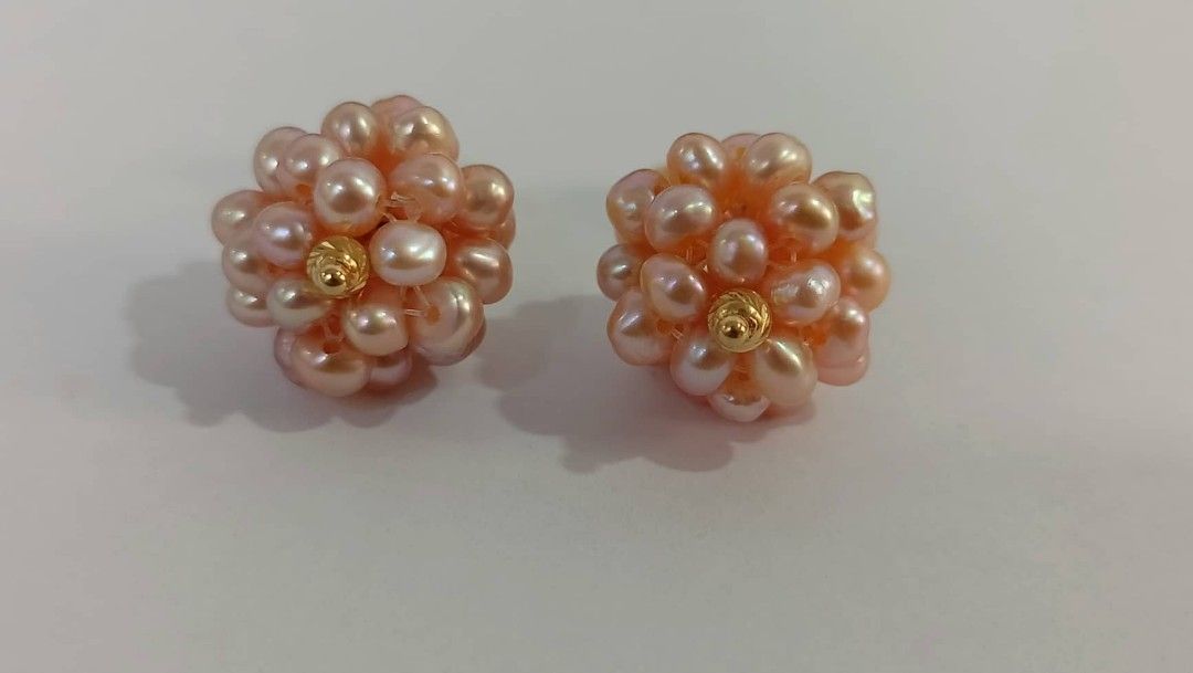 Real pink pearl earrings cheap