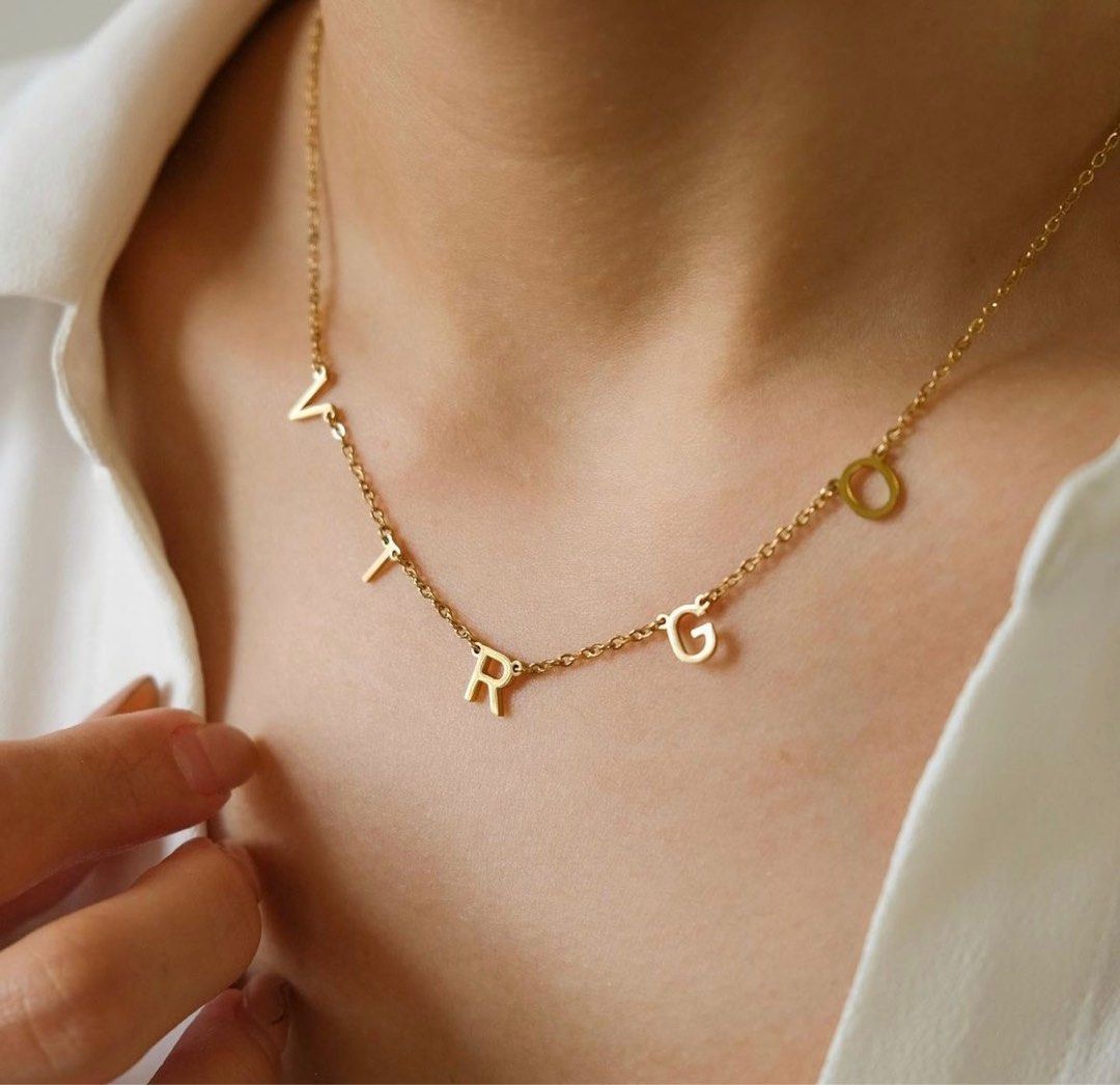 Gold name deals letter necklace