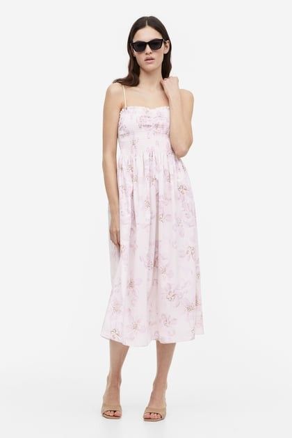 Pink and White Floral H&M Dress Cotton, Women's Fashion, Dresses & Sets,  Dresses on Carousell