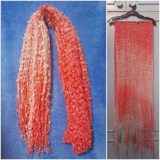 Pink Ombre Crochet / Knitted Pashmina / Long Scarf