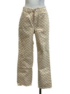Pomelo Beige Checkered Mom Jeans