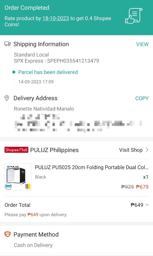 PULUZ 25CM Portable Lighting Studio (Category: Lighting & Studio Equipment) located in Calamba. Submitted by handpickedbynetty (Listing ID 1257187319, Image 3). Description: Bought for 649php Complete! RFS: Doesn't fit my jewelry display model. Planning to buy 30 or 40cm..