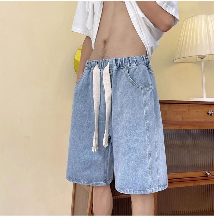Mens jean shorts hotsell with elastic waist