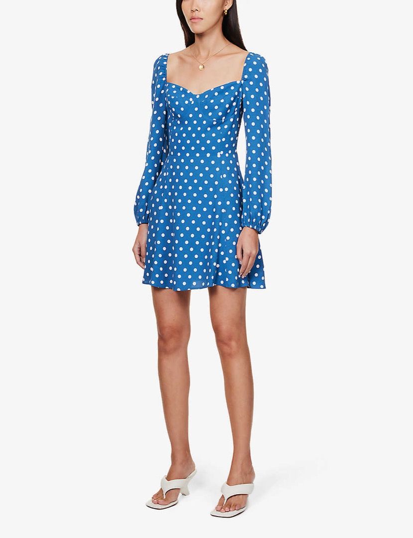 Reformation blue 2025 polka dot dress