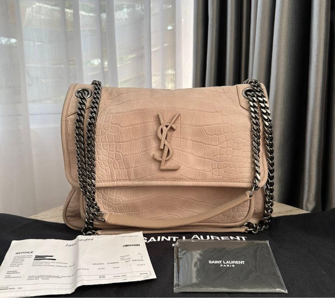 REPRICED Preloved YSL Niki Medium Croco Nude with db year card controlato booklet and rec multi 2019 Barang Mewah Tas Dompet di Carousell